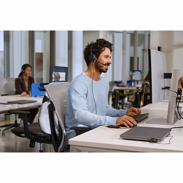 HP Poly Mission 415 Classic Monaural USB-C/A Headset mit Schaumstoffpolster mit USB-C auf USB-A Adapter