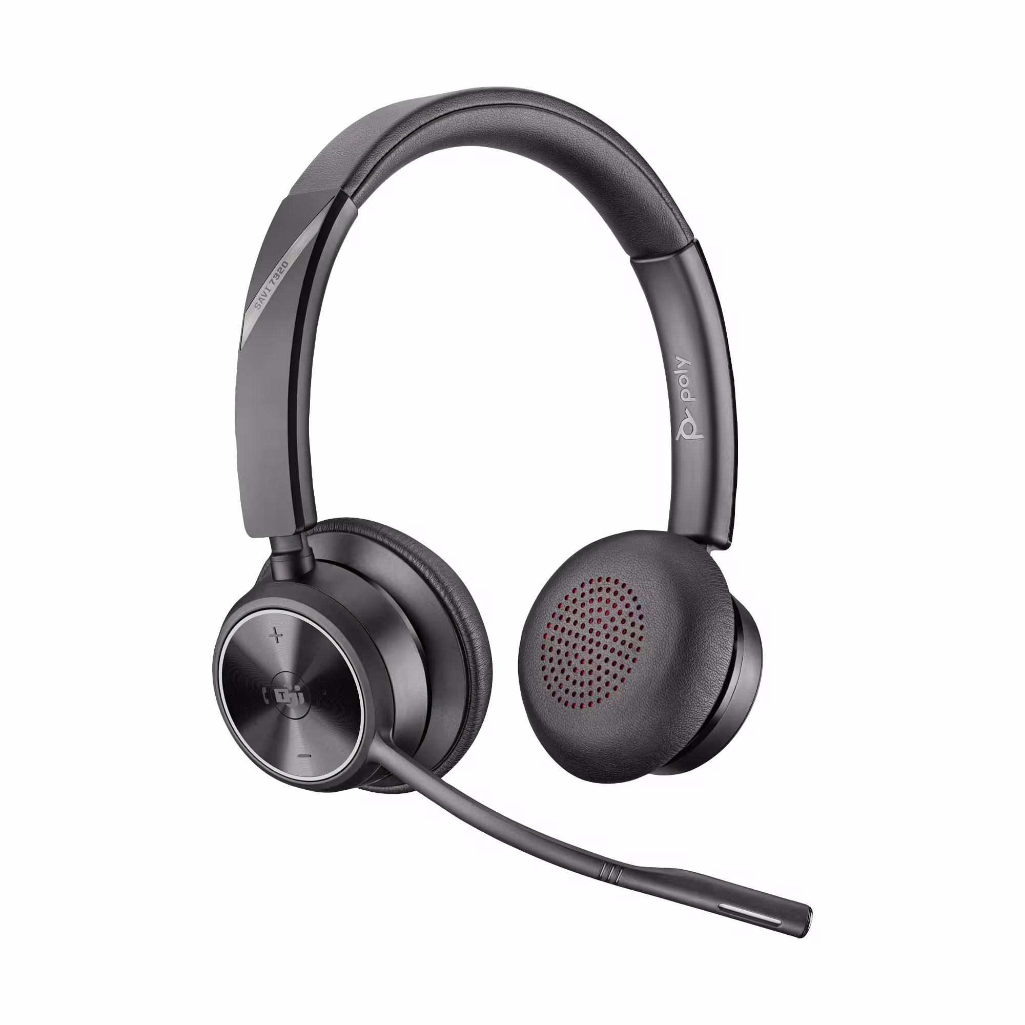 Poly Savi 7320-M Office Teams Stereo Ultra-Secure DECT NC Headset mit Acoustic Fence für Festnetz un