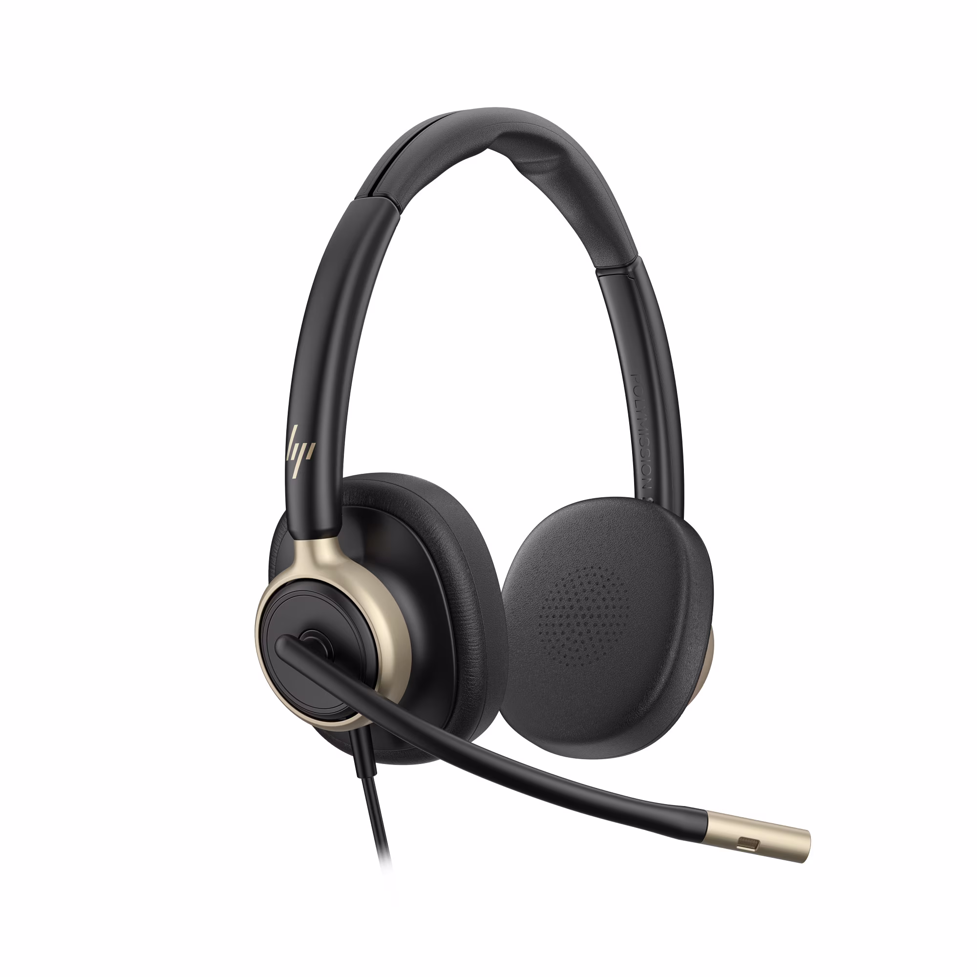 HP Poly Mission 825 Stereo ANC USB-C/A Headset mit Kunstlederpolster mit USB-C auf USB-A Adapter