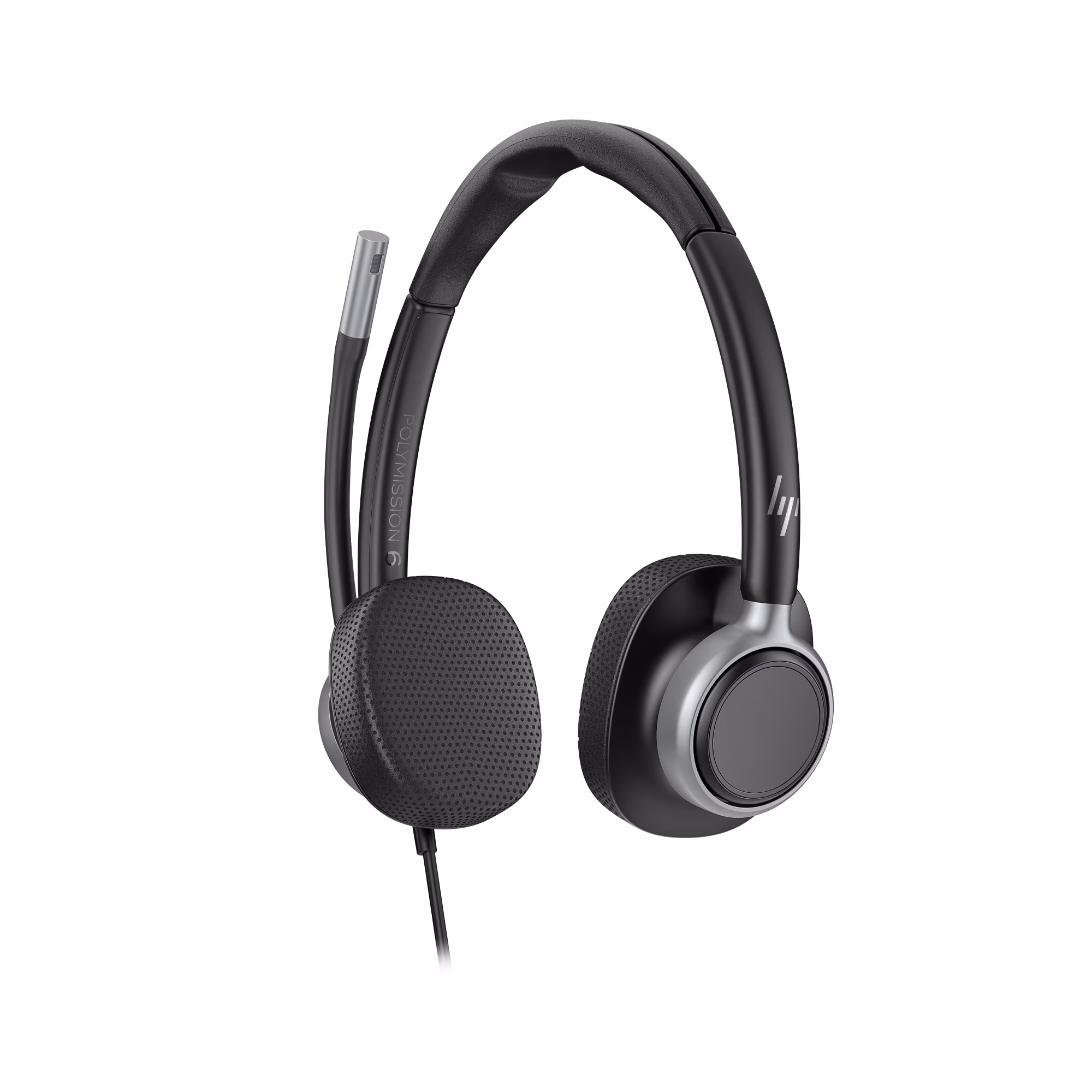 HP Poly Mission 625 Stereo USB-C/A Headset mit Kunstlederpolster mit USB-C auf USB-A Adapter