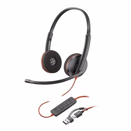 Poly Blackwire 3220 "USB-C auf USB-A Adapter" Stereo Headset für UC/MS mit USB-C Stecker
