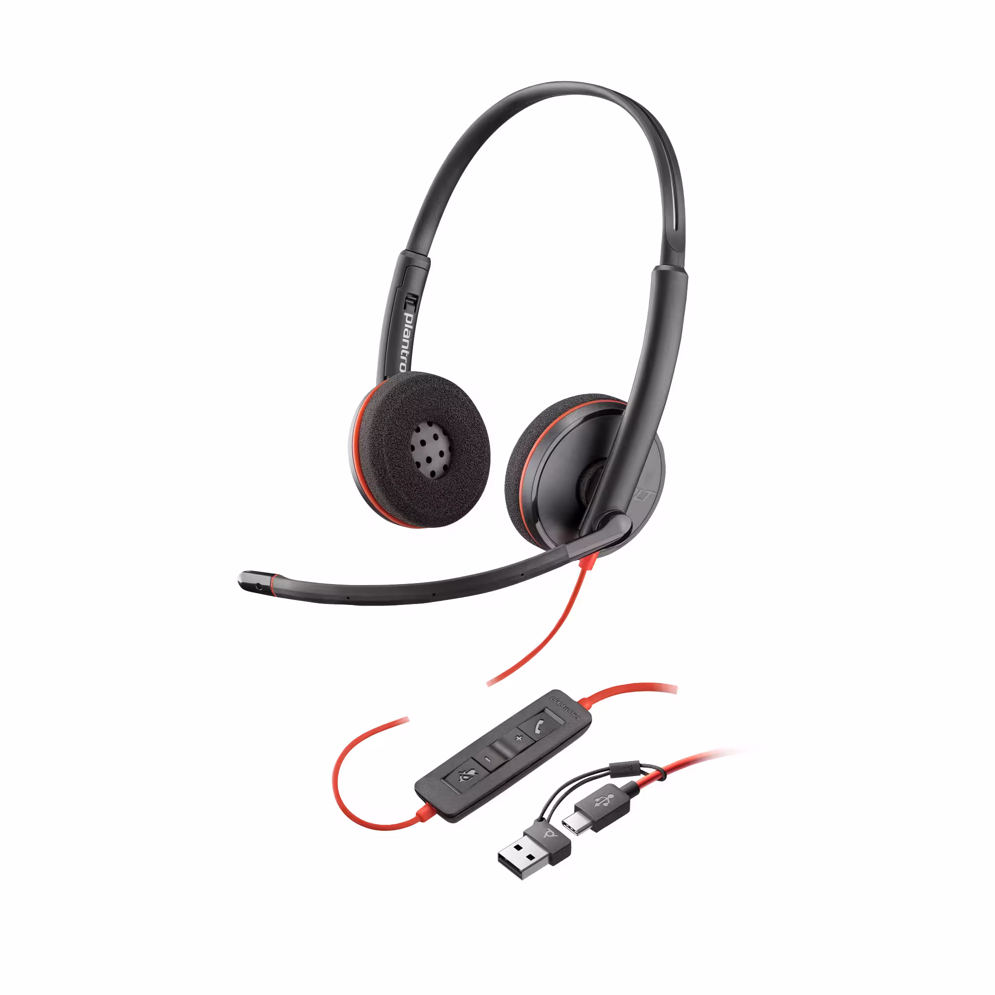 Poly Blackwire 3220 "USB-C auf USB-A Adapter" Stereo Headset für UC/MS mit USB-C Stecker