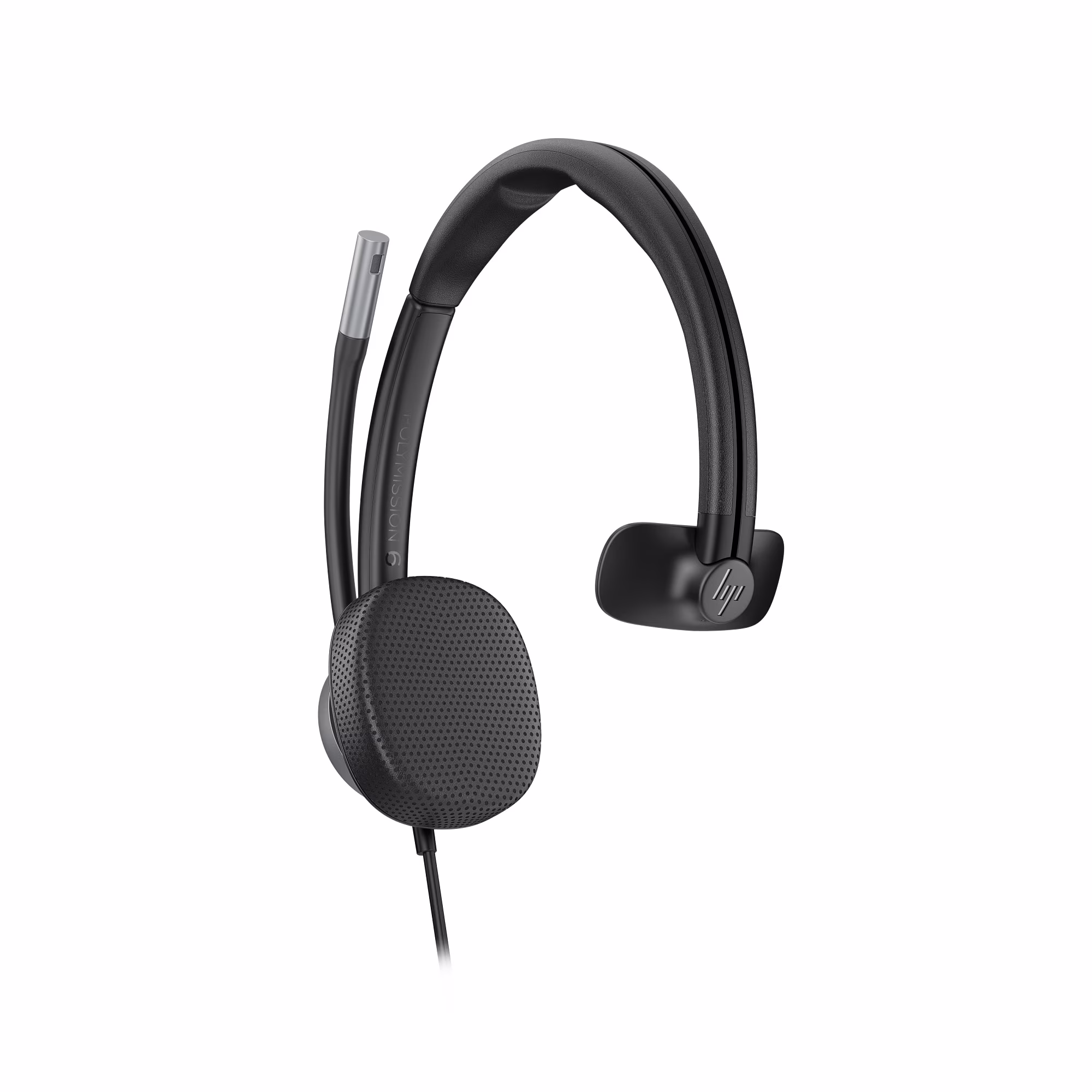 HP Poly Mission 615 Monaural USB-C/A Headset mit Kunstlederpolster mit USB-C auf USB-A Adapter
