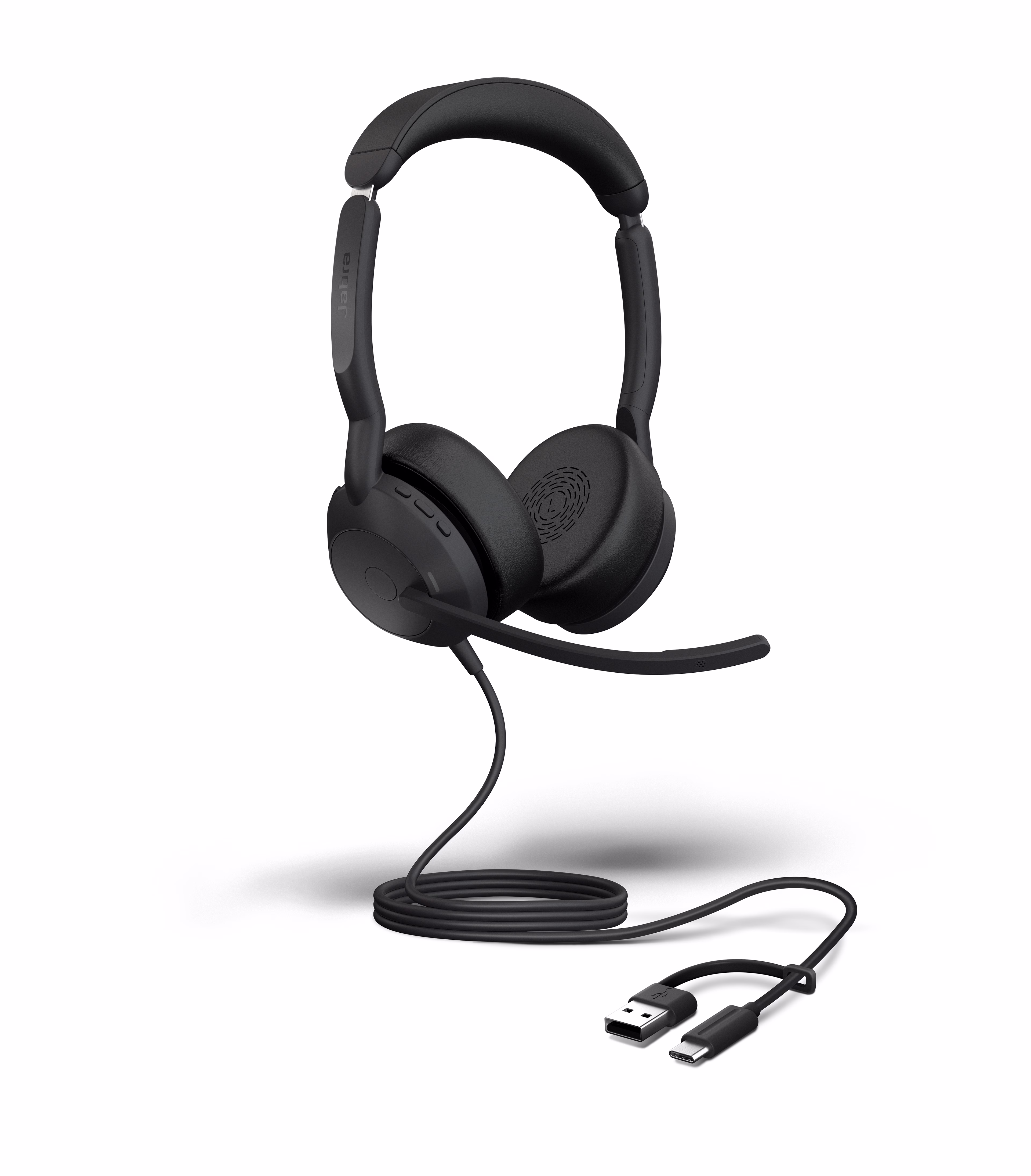 Jabra Evolve2 50 USB C/A & BT UC ANC Stereo Headset mit Bluetooth & USB-C auf USB-A Adapter