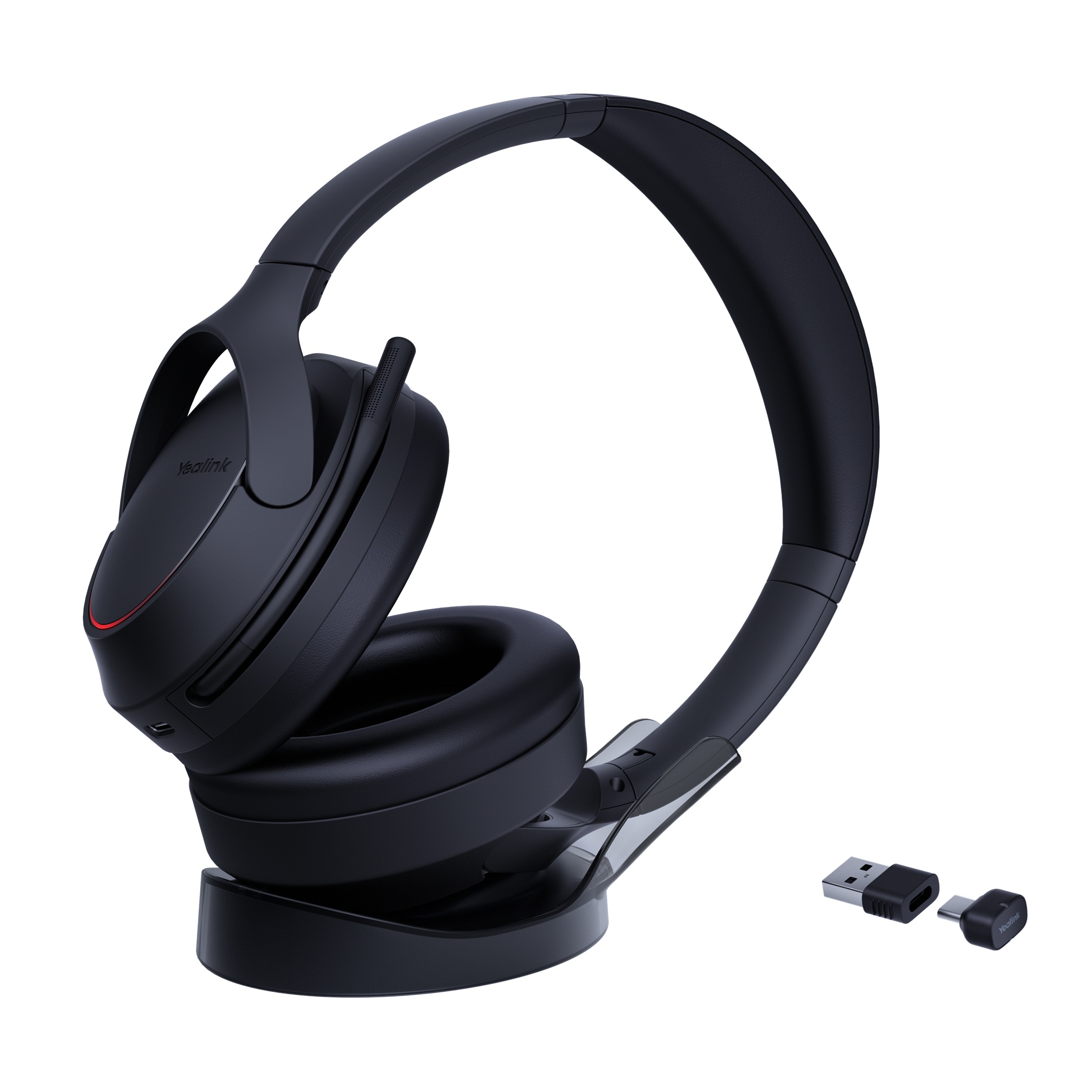 Yealink BH78 ANC Stereo Over-Ear Stand UC USB-C/A Bluetooth Headset inkl. Ladeständer & BT51C USB-C Dongle