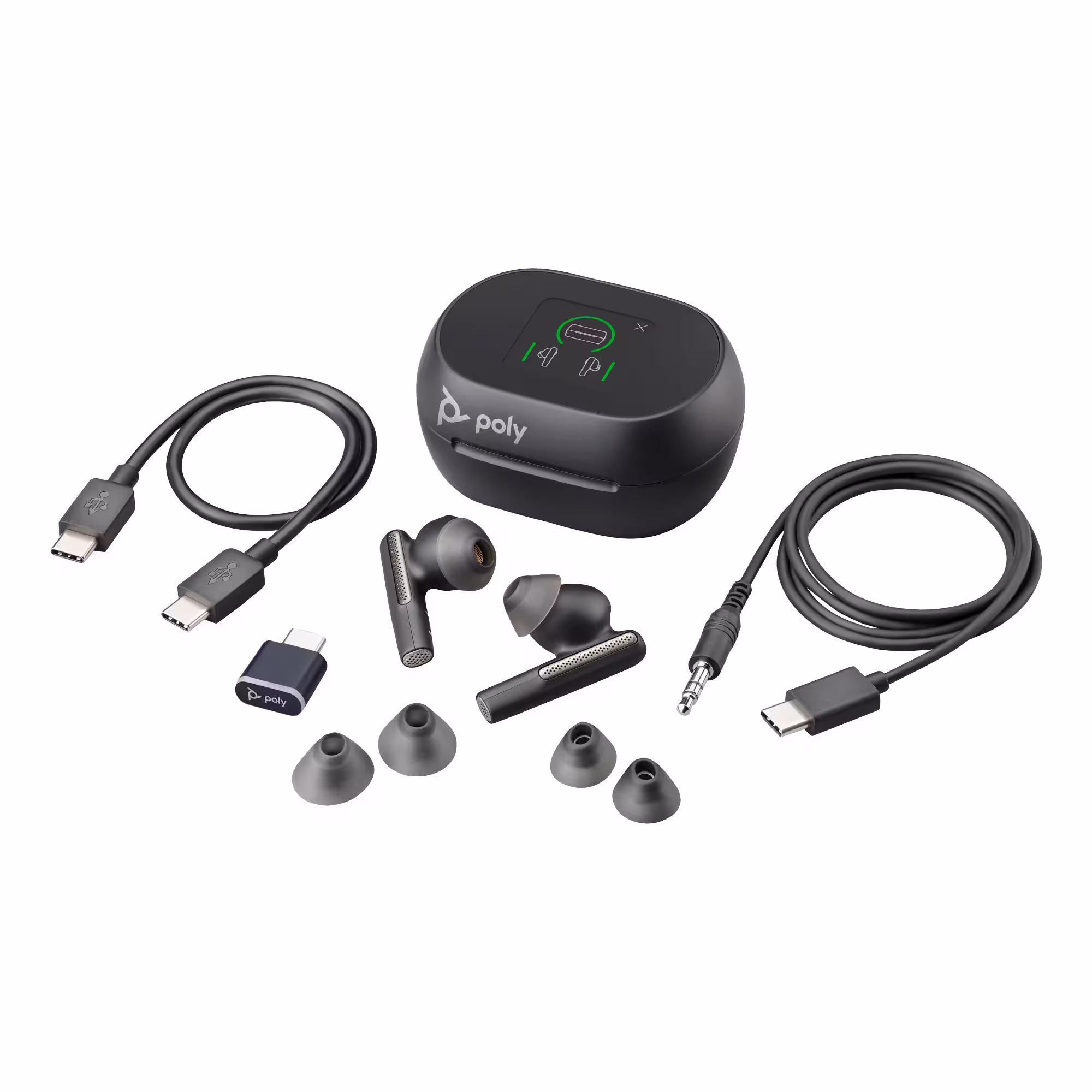 HP Poly Voyager Free 60+ UC-M USB-C Teams Touchscreen ANC True-Wireless In-Ear Bluetooth Earbuds inkl. Touchscreen Ladecase & BT700 USB-C MS Teams BT Dongle