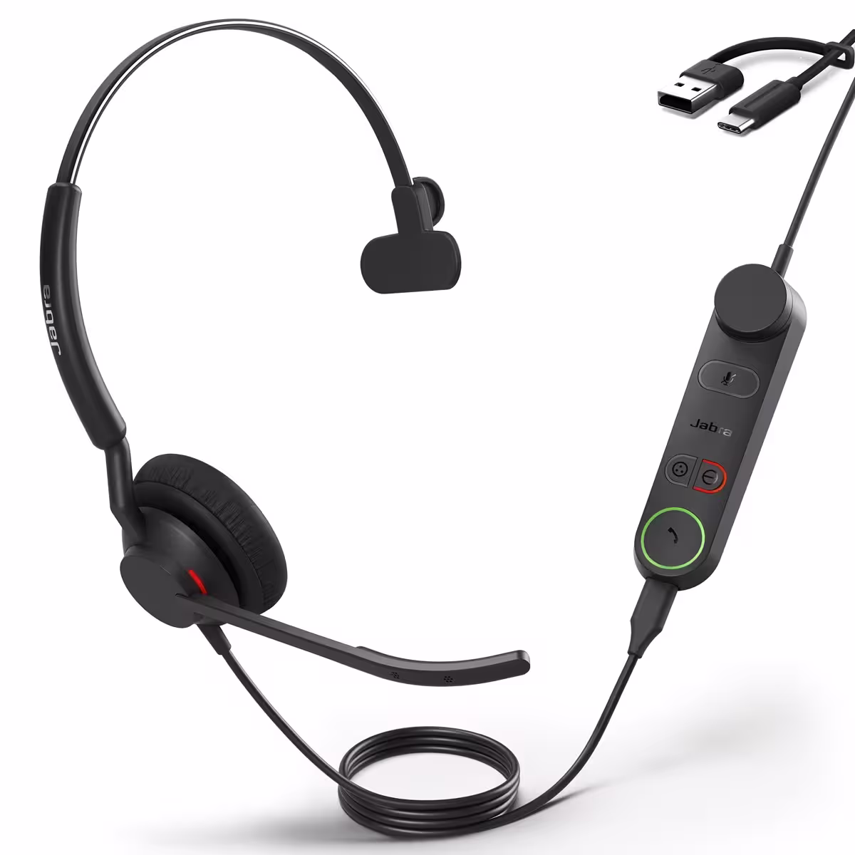 Jabra Engage 50 II UC Mono Headset & Link USB C/A UC mit USB-C auf USB-A Adapter