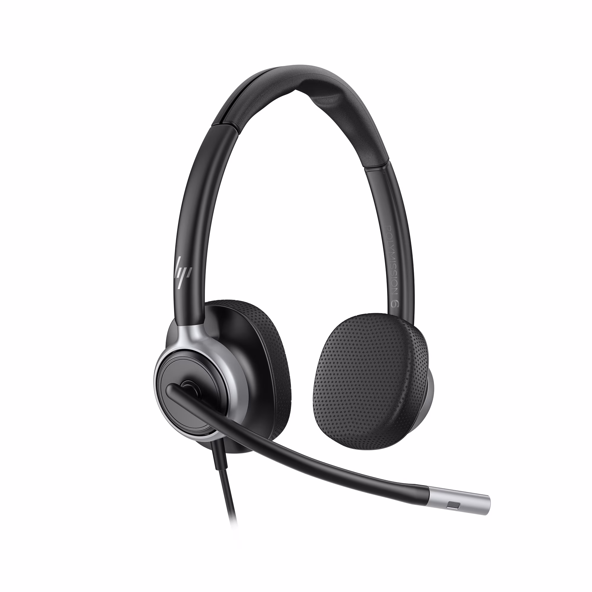 HP Poly Mission 625 Stereo USB-C/A Headset mit Kunstlederpolster mit USB-C auf USB-A Adapter