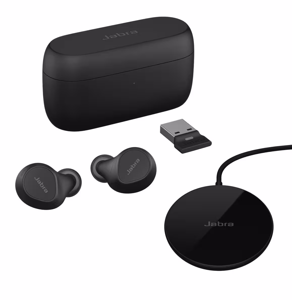Jabra Evolve2 Buds UC Wireless Ladepad Link380/390a ANC True Wireless Headset (L+R) inkl. Ladepad, Ladeetui & Link 380/390a Bluetooth USB-A UC Adapter