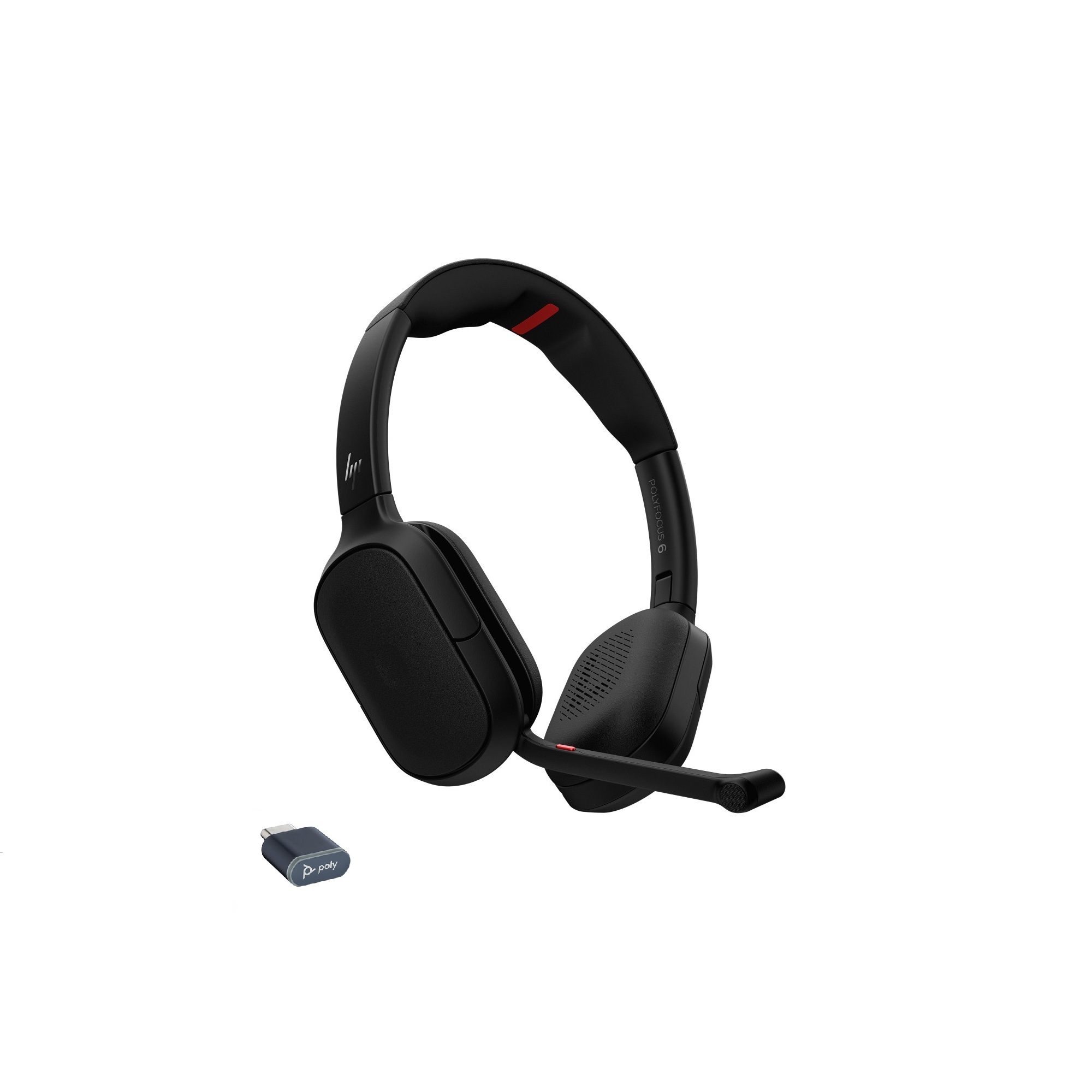 HP Poly Focus 625 Stereo Bluetooth ANC Headset inkl. BT700 Bluetooth USB-C Dongle & USB-C auf USB-A Adapter