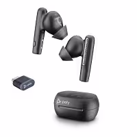 HP Poly Voyager Free 60+ UC-M USB-C Teams Touchscreen ANC True-Wireless In-Ear Bluetooth Earbuds inkl. Touchscreen Ladecase & BT700 USB-C MS Teams BT Dongle