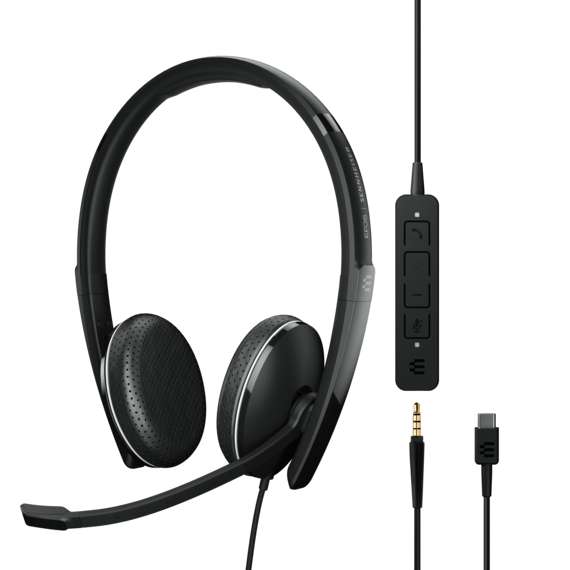 EPOS ADAPT SC 165 USB-C II & 3,5mm Klinke Duo Headset inkl. abnehmbarem USB-Kabel mit In-Line Call C