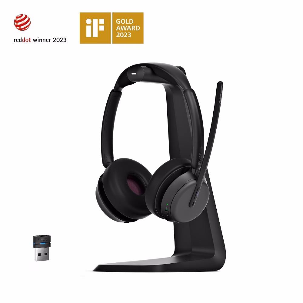 EPOS IMPACT 1061T ANC Stand Teams Stereo Bluetooth Headset mit CH 40 Ladestation & BTD 800 USB-A Blu
