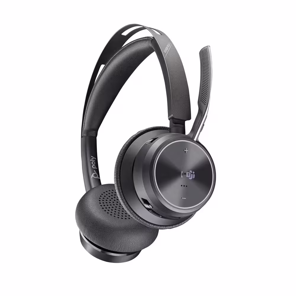 Poly Voyager Focus2 UC-M USB-C/-A Teams Stereo ANC Bluetooth Headset inkl. BT700 USB-C Dongle (&USB-A Adapter) ohne Ladeschale für Microsoft Teams