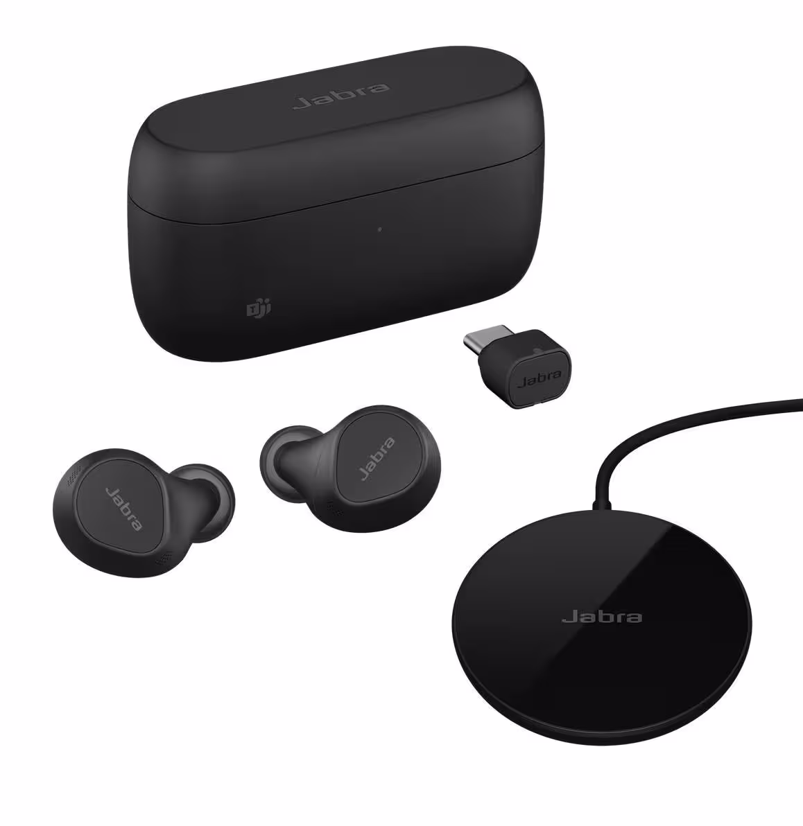 Jabra Evolve2 Buds MS Teams Wireless Ladepad Link380/390c ANC True Wireless Headset (L+R) inkl. Ladepad, Ladeetui & Link 380/390c Bluetooth USB-C Teams Adapter