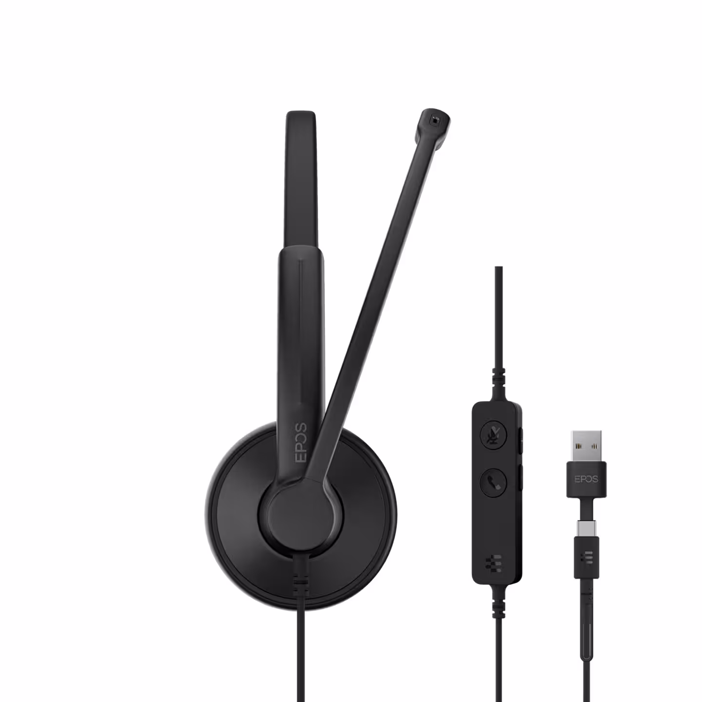EPOS IMPACT 100 UC USB-C/A Stereo Headset inkl. USB-A Adapter & Call Control