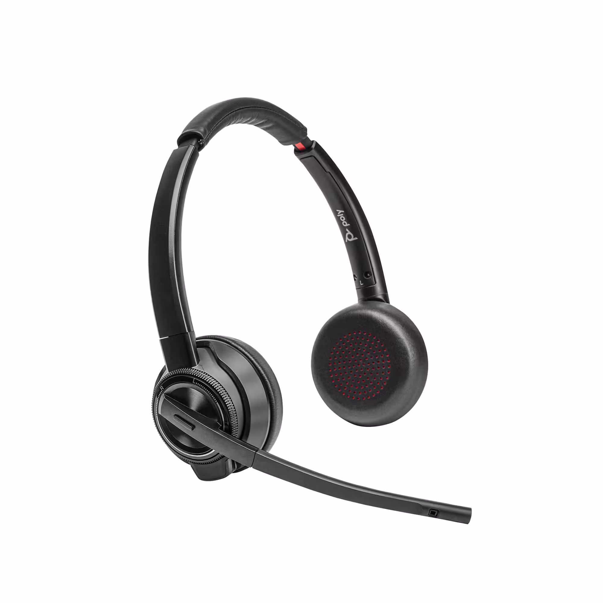 Poly Savi 8420 Office UC Stereo ANC DECT Headset für Tischtelefon, PC und Mobiltelefon mit Active No