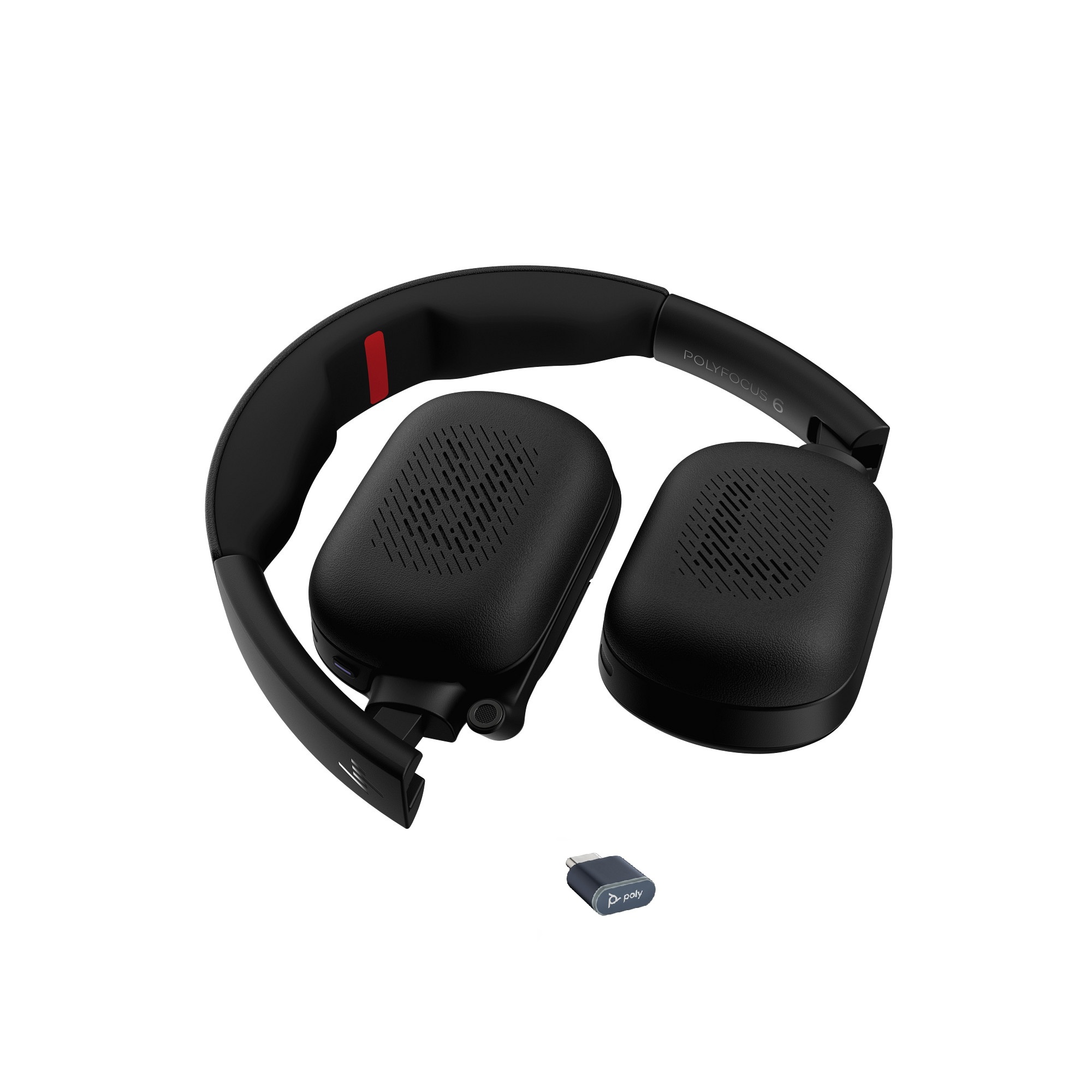 HP Poly Focus 625 Fold Stereo Bluetooth ANC Headset inkl. BT700 Bluetooth USB-C Dongle & USB-C auf USB-A Adapter